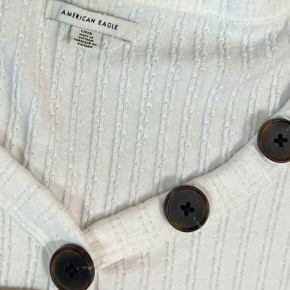 American Eagle Outfitters White Button-Detail Women's Top, Size L - Picture 8 of 8